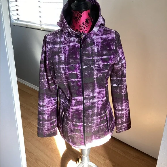 Purple Plaid Hooded Jacket - Picture 2 of 9